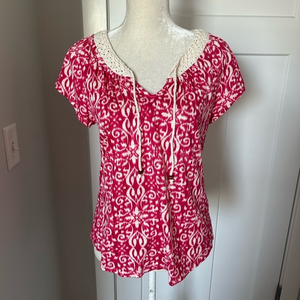 Lucky Brand Knit Wear Geometric Print Tee